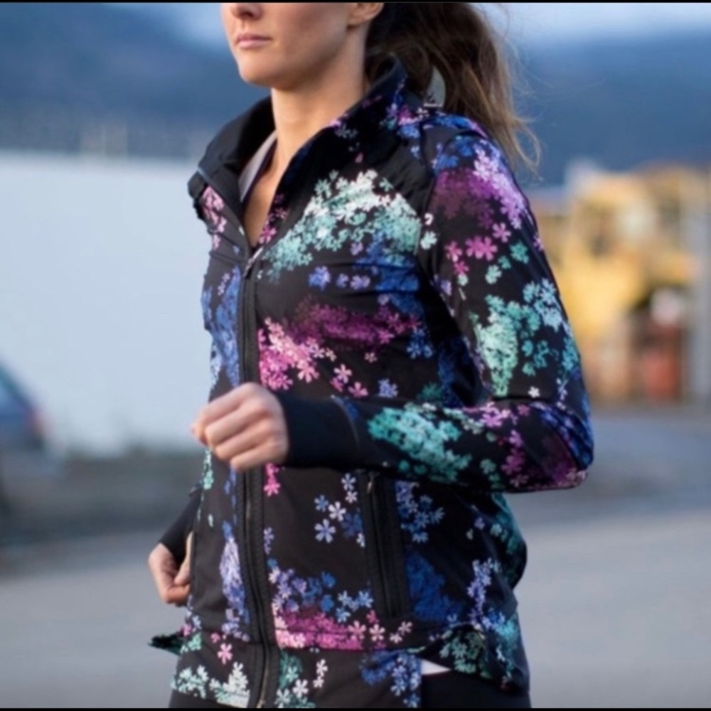 Lululemon Run Floral Petal Pop Black Bandit Jacket